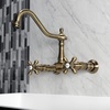 image:imageKingston Brass KS1240AX Heritage 8 in Center Kitchen Bridge Faucet 9716 in Spout Reach Matte BlackAntique Brass