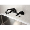 image:imageKingston Brass KS313SN Magellan Wall Mount Kitchen Faucet Satin Nickel 6Inch to 812Inch CenterAntique Brass