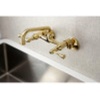 image:imageKingston Brass KS313SN Magellan Wall Mount Kitchen Faucet Satin Nickel 6Inch to 812Inch CenterAntique Brass