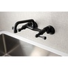 image:imageKingston Brass KS313SN Magellan Wall Mount Kitchen Faucet Satin Nickel 6Inch to 812Inch CenterMatte Black