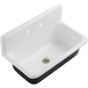 image:imageKingston Brass Petra Galley KGCKWS3020108 Cast Iron Single Bowl Wall Mount Kitchen Sink with 2Hole Drain and Strainer WhiteBrushed NickelWhiteBrushed Nickel