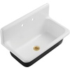 image:imageKingston Brass Petra Galley KGCKWS3020108 Cast Iron Single Bowl Wall Mount Kitchen Sink with 2Hole Drain and Strainer WhiteBrushed NickelWhiteBrushed Brass