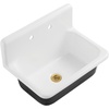 image:imageKingston Brass Petra Galley KGCKWS3020108 Cast Iron Single Bowl Wall Mount Kitchen Sink with 2Hole Drain and Strainer WhiteBrushed NickelWhiteBrushed Brass