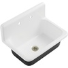 image:imageKingston Brass Petra Galley KGCKWS3020108 Cast Iron Single Bowl Wall Mount Kitchen Sink with 2Hole Drain and Strainer WhiteBrushed NickelWhiteBrushed Nickel