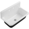 image:imageKingston Brass Petra Galley KGCKWS3020108 Cast Iron Single Bowl Wall Mount Kitchen Sink with 2Hole Drain and Strainer WhiteBrushed NickelWhitePolished Chrome