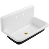image:imageKingston Brass Petra Galley KGCLWS221877 Cast Iron Single Bowl Wall Mount Utility Sink with Drain WhiteBrushed BrassWhiteBrushed Brass
