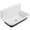 image:imageKingston Brass Petra Galley KGCLWS221877 Cast Iron Single Bowl Wall Mount Utility Sink with Drain WhiteBrushed BrassWhiteBrushed Nickel