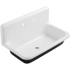 image:imageKingston Brass Petra Galley KGCLWS221877 Cast Iron Single Bowl Wall Mount Utility Sink with Drain WhiteBrushed BrassWhitePolished Chrome