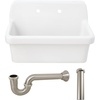 image:imageKingston Brass Doriteal KGPKWS3019183 30 Ceramic Single Bowl Wall Mount Kitchen Sink with Strainer WhiteAntique BrassWhiteBrushed Nickel