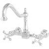 image:imageKingston Brass KS1240AX Heritage 8 in Center Kitchen Bridge Faucet 9716 in Spout Reach Matte BlackPolished Chrome