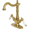 image:imageKingston Brass KS1430PL Heritage TwoHandle Bathroom Faucet with Brass PopUp and Cover Plate Matte BlackBrushed Brass
