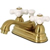 image:imageKingston Brass KS3601PX Restoration 4Inch Centerset Lavatory Faucet with Porcelain Cross Handle Polished ChromeBrushed Brass