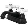 image:imageKingston Brass KS3601PX Restoration 4Inch Centerset Lavatory Faucet with Porcelain Cross Handle Polished ChromeMatte Black