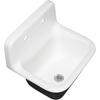 image:imageKingston Brass Petra Galley KGCKWS3020108 Cast Iron Single Bowl Wall Mount Kitchen Sink with 2Hole Drain and Strainer WhiteBrushed NickelWhitePolished Chrome