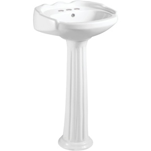 image:imageFauceture VPB2034 Stuart 20 Ceramic Pedestal Sink 4Inch 3 Hole Glossy White