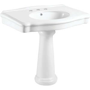 image:imageFauceture VPB3538 Sovereign 35 Ceramic Pedestal Sink 8Inch 3 Hole Glossy White