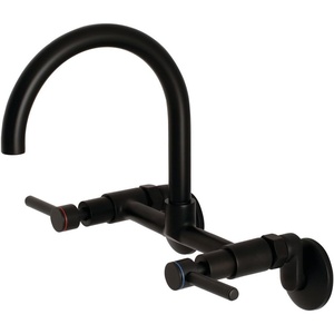 image:imageKingston Brass Concord 8Inch Adjustable Center Wall Mount Kitchen Faucet Polished ChromeMatte Black