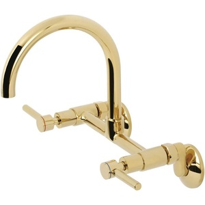 image:imageKingston Brass Concord 8Inch Adjustable Center Wall Mount Kitchen Faucet Polished ChromePolished Brass