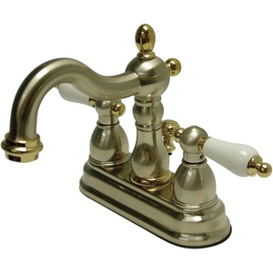 image:imageKingston Brass KB1601PL Heritage 4Inch Centerset Lavatory Faucet with Porcelain Lever Handle Polished ChromeBrushed NickelPolished Brass