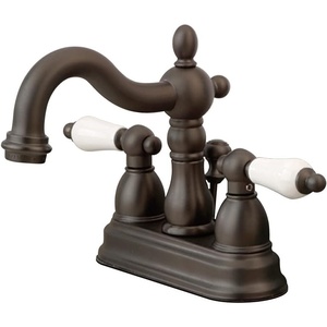image:imageKingston Brass KB1601PL Heritage 4Inch Centerset Lavatory Faucet with Porcelain Lever Handle Polished ChromeOil Rubbed Bronze