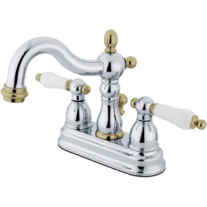 image:imageKingston Brass KB1601PL Heritage 4Inch Centerset Lavatory Faucet with Porcelain Lever Handle Polished ChromePolished ChromePolished Brass
