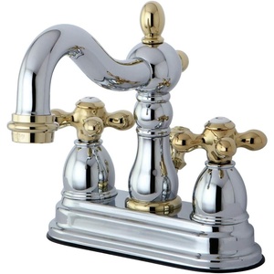 image:imageKingston Brass KB1605AX Heritage 4Inch Centerset Lavatory Faucet with Metal Cross Handle Oil Rubbed Bronze  OilRubbed BronzePolished ChromePolished Brass