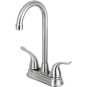 image:imageKingston Brass KB2498YL Yosemite Two Handle 4 Inch Centerset Bar Faucet 434 inch in Spout Reach Brushed NickelBrushed Nickel