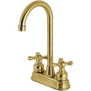 image:imageKingston Brass KB490AX Victorian TwoHandle 2Hole Deck Mount Bar Faucet in Matte BlackBrushed Brass