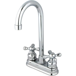 image:imageKingston Brass KB490AX Victorian TwoHandle 2Hole Deck Mount Bar Faucet in Matte BlackPolished Chrome