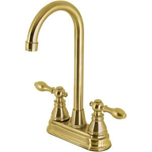 image:imageKingston Brass KB492ACL American Classic TwoHandle 2Hole Deck Mount Bar Faucet in Polished BrassBrushed Brass