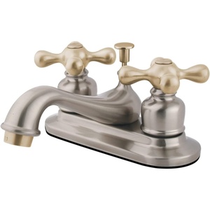 image:imageKingston Brass KB601AX Teapot Faucet with Metal Cross Handle amp PopUp Polished Chrome412 Spout ReachBrushed NickelPolished Brass