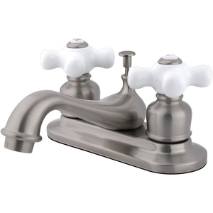 image:imageKingston Brass KB601PX Restoration 4Inch Centerset Lavatory Faucet with Porcelain Cross Handle Polished ChromeBrushed Nickel