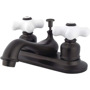 image:imageKingston Brass KB601PX Restoration 4Inch Centerset Lavatory Faucet with Porcelain Cross Handle Polished ChromeOil Rubbed Bronze