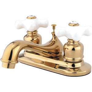 image:imageKingston Brass KB601PX Restoration 4Inch Centerset Lavatory Faucet with Porcelain Cross Handle Polished ChromePolished Brass