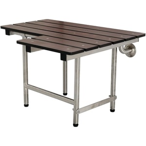 image:imageKingston Brass KBSS2821P Adascape Shower Seat Brushed Stainless SteelDark Mahogany Wood GrainStainless Steel