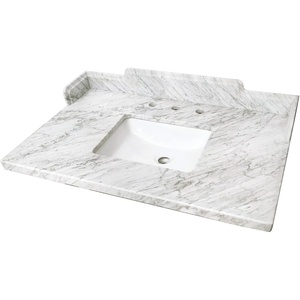 image:imageKingston Brass KMS3622M38SQ Pemberton 36Inch Carrara Marble Vanity Sink Top 8 Faucet Drillings in Carrara White