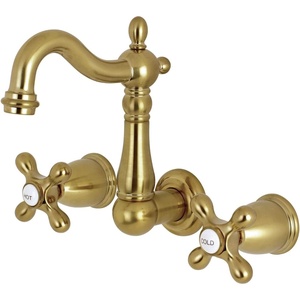 image:imageKingston Brass KS1221AX Heritage Wall Mount Bathroom Faucet Polished ChromeBrushed Brass