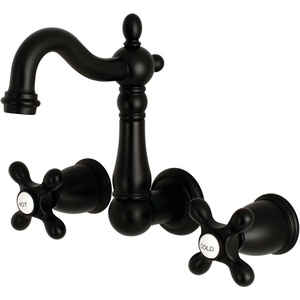 image:imageKingston Brass KS1221AX Heritage Wall Mount Bathroom Faucet Polished ChromeMatte Black