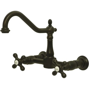 image:imageKingston Brass KS1240AX Heritage 8 in Center Kitchen Bridge Faucet 9716 in Spout Reach Matte BlackOil Rubbed Bronze
