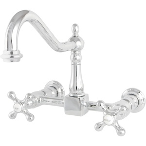 image:imageKingston Brass KS1240AX Heritage 8 in Center Kitchen Bridge Faucet 9716 in Spout Reach Matte BlackPolished Chrome