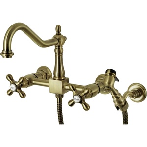 image:imageKingston Brass KS1242AXBS Heritage Bridge Kitchen Faucet Polished Brass 85 x 813 x 225Antique Brass