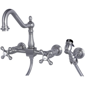 image:imageKingston Brass KS1242AXBS Heritage Bridge Kitchen Faucet Polished Brass 85 x 813 x 225Brushed Nickel