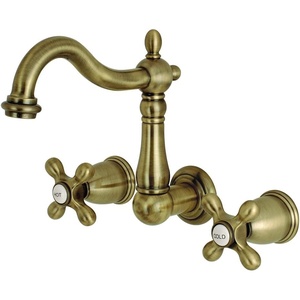 image:imageKingston Brass KS1253AX 8Inch Center Wall Mount Bathroom Faucet Antique BrassAntique Brass