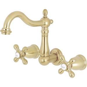 image:imageKingston Brass KS1253AX 8Inch Center Wall Mount Bathroom Faucet Antique BrassBrushed Brass