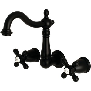 image:imageKingston Brass KS1253AX 8Inch Center Wall Mount Bathroom Faucet Antique BrassMatte Black
