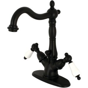 image:imageKingston Brass KS1430PL Heritage TwoHandle Bathroom Faucet with Brass PopUp and Cover Plate Matte BlackMatte Black