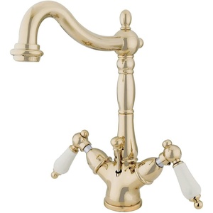 image:imageKingston Brass KS1430PL Heritage TwoHandle Bathroom Faucet with Brass PopUp and Cover Plate Matte BlackPolished Brass