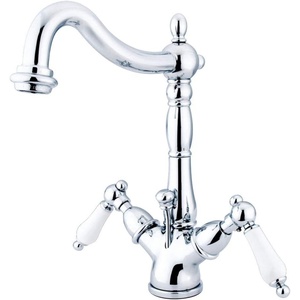 image:imageKingston Brass KS1430PL Heritage TwoHandle Bathroom Faucet with Brass PopUp and Cover Plate Matte BlackPolished Chrome