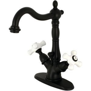 image:imageKingston Brass KS1431PX Heritage TwoHandle Bathroom Faucet with Brass PopUp and Cover Plate Polished ChromeMatte Black
