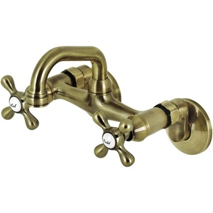 image:imageKingston Brass KS212SB Kingston TwoHandle 2Hole Wall Mount Bar Faucet in Brushed BrassAntique Brass